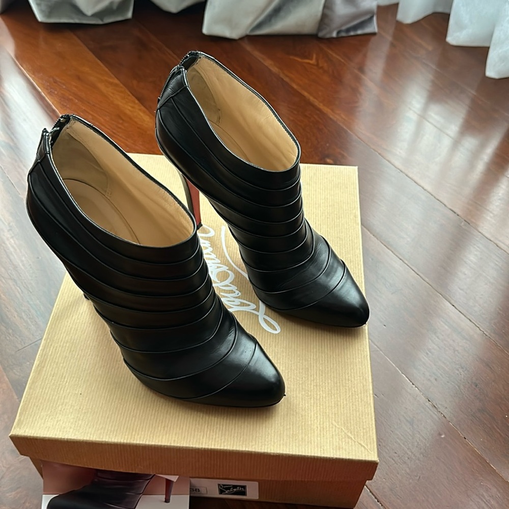 Christian louboutin booties 38 black shoes women Italy heels 100 boots